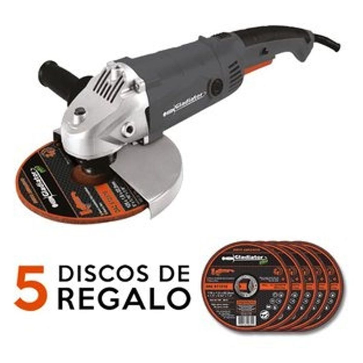 GLADIATOR - AMOLADORA DE 180mm - 7" 2300 W-Con 5 DISCOS DAC 818018