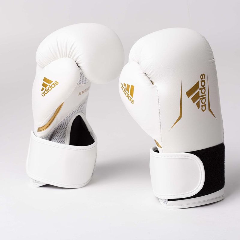 ADIDAS - Guantes de boxeo Adidas Speed 100 blanco-dorado 10 onzas