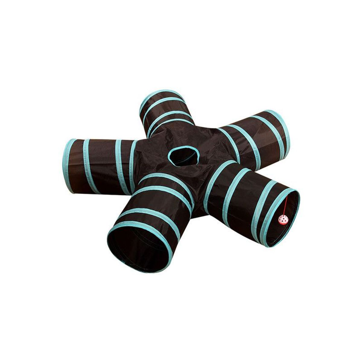 QUE PATAS PET SHOP - Tunel de 5 entradas para Gato Negro con Celeste