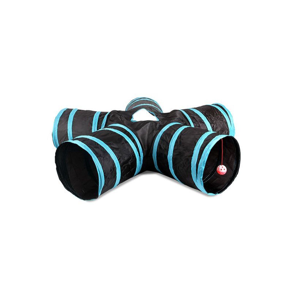 QUE PATAS PET SHOP - Tunel de 5 entradas para Gato Negro con Celeste