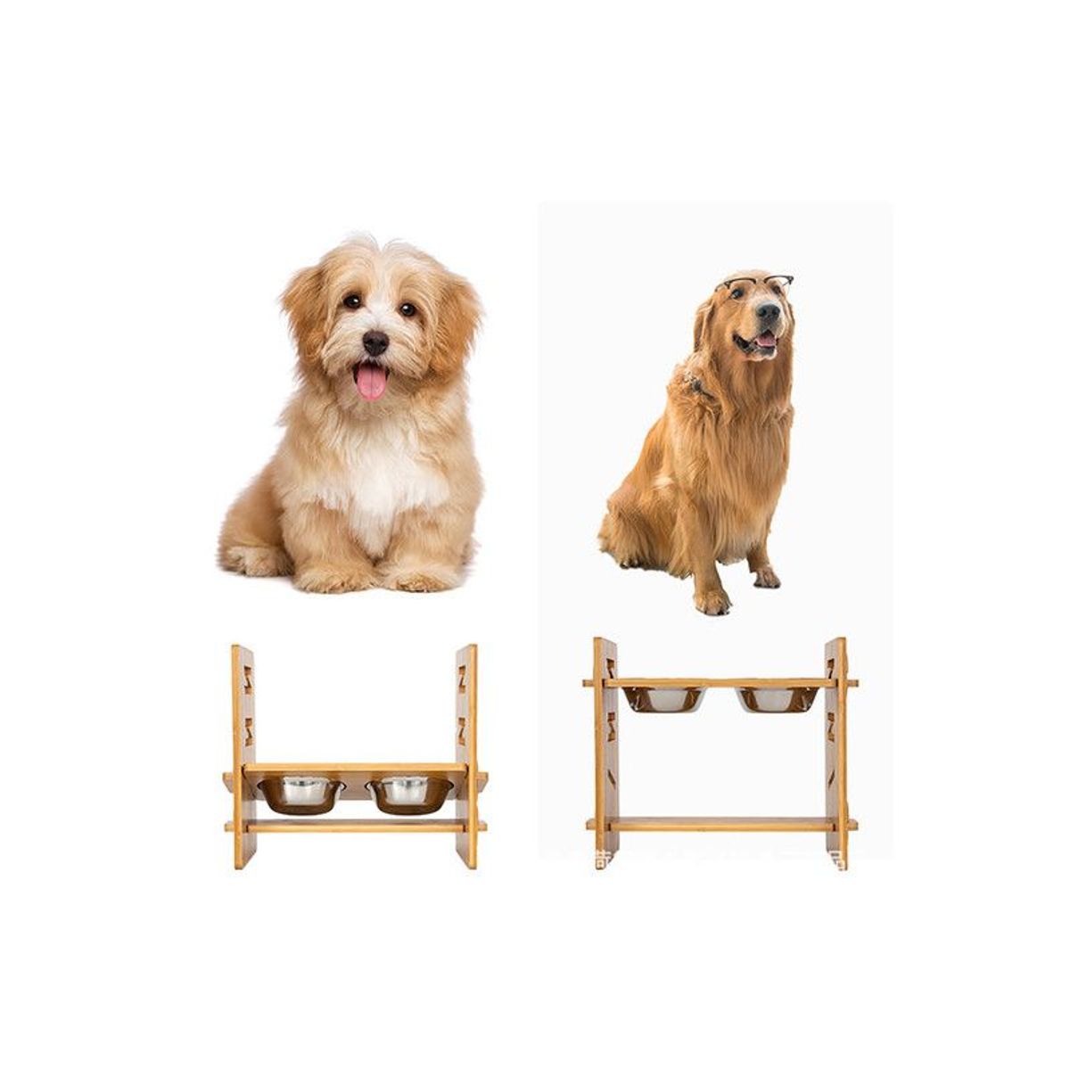 QUE PATAS PET SHOP - Comedero Doble Elevado para Perros Medianos