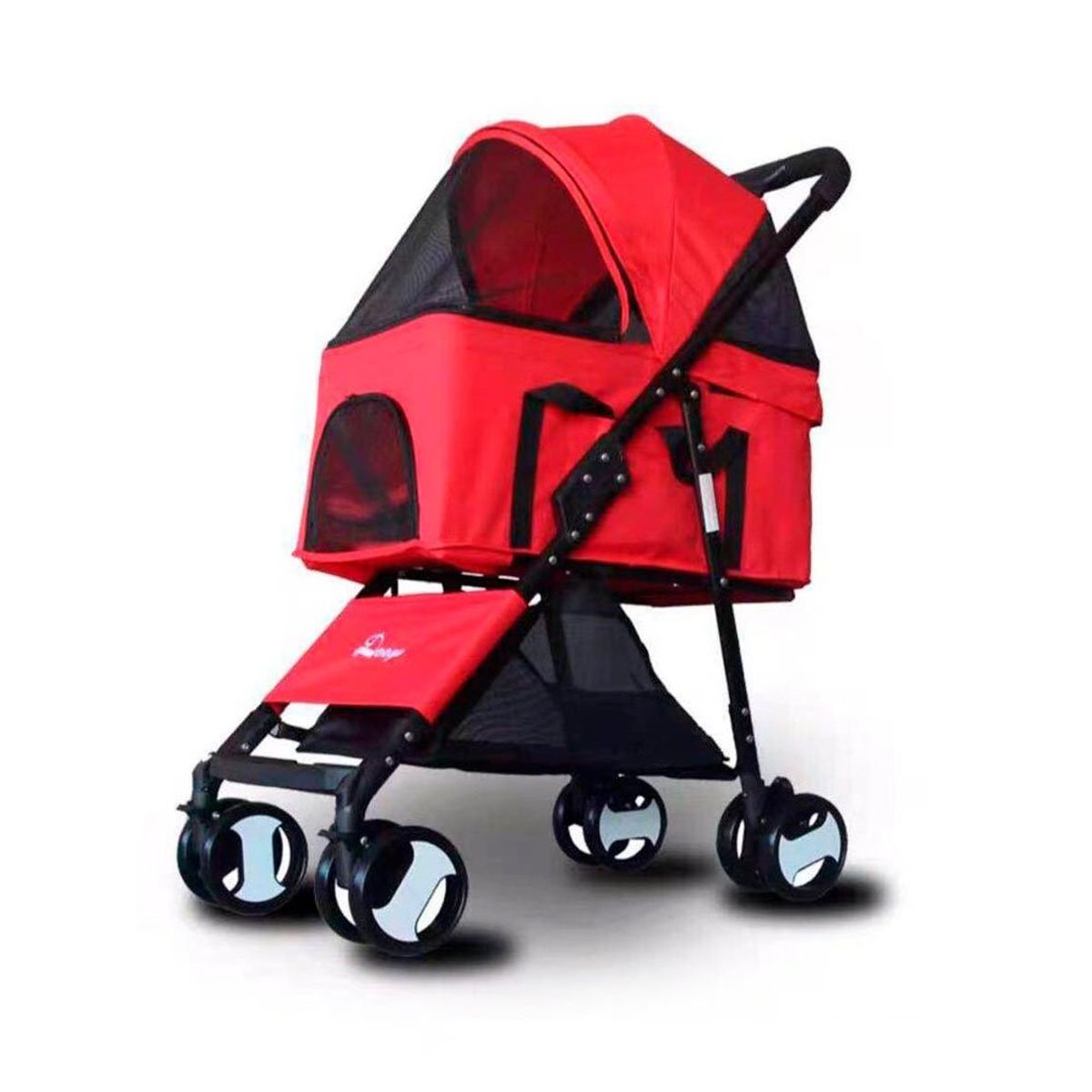 QUE PATAS PET SHOP - Coche 3 en 1 Plegable Rojo para Perro