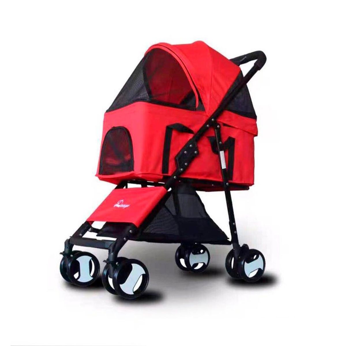 QUE PATAS PET SHOP - Coche 3 en 1 Plegable Rojo para Perro