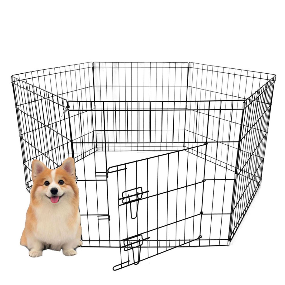 QUE PATAS PET SHOP - Corral Jaula De Metal Plegable Para Mascotas M 6 Paneles