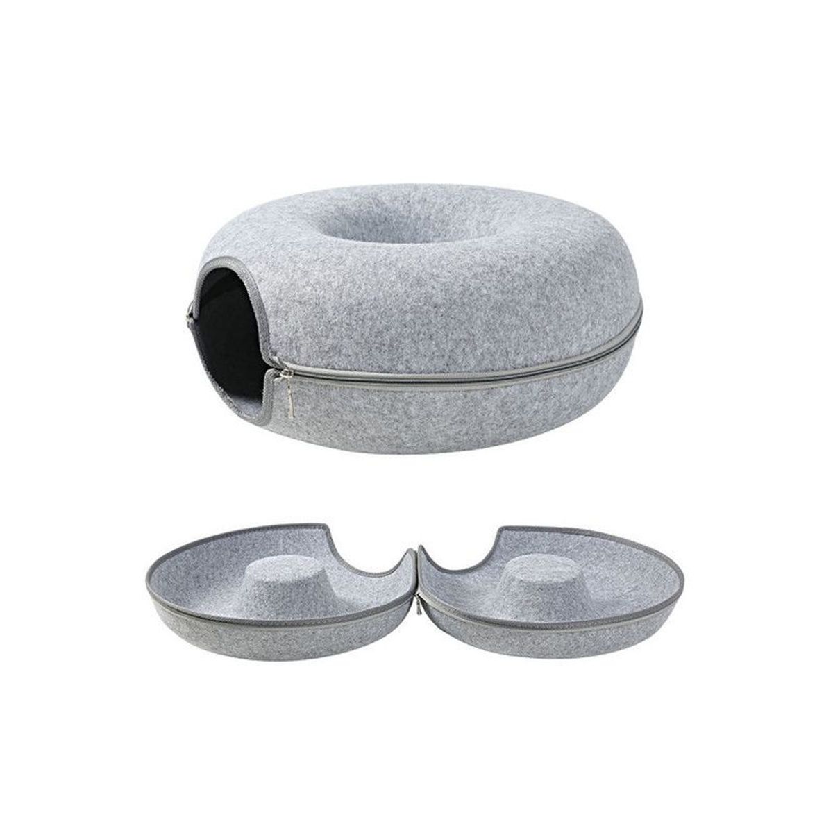 QUE PATAS PET SHOP - Cama Tunel para Gato Gris Claro