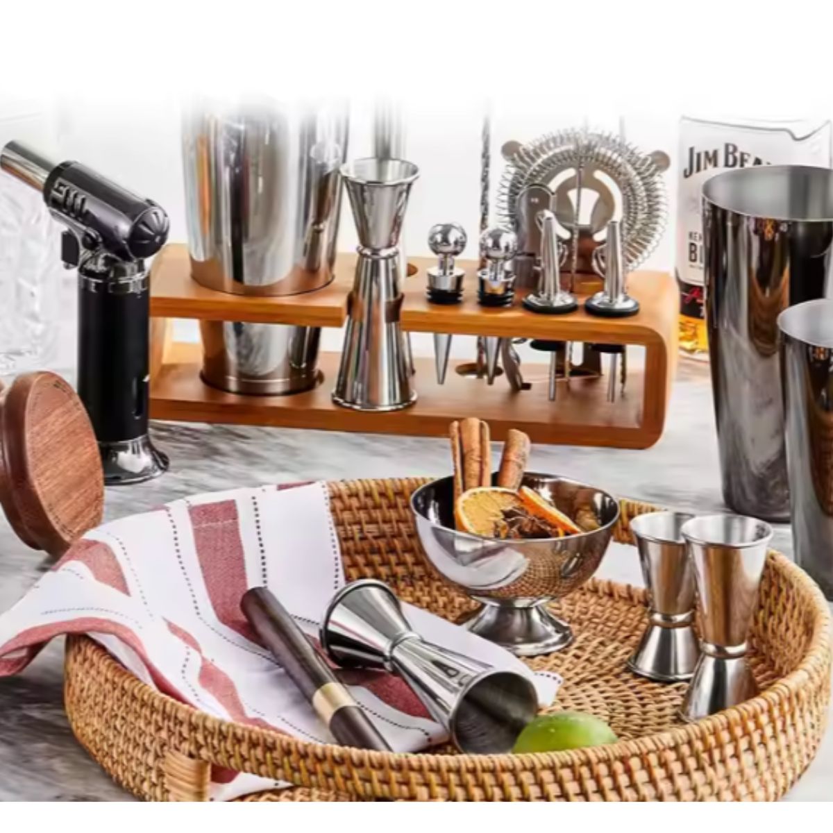 GENERICO - Coctelera Set Kit Barman Acero Inoxidable 17 Piezas y Recetario