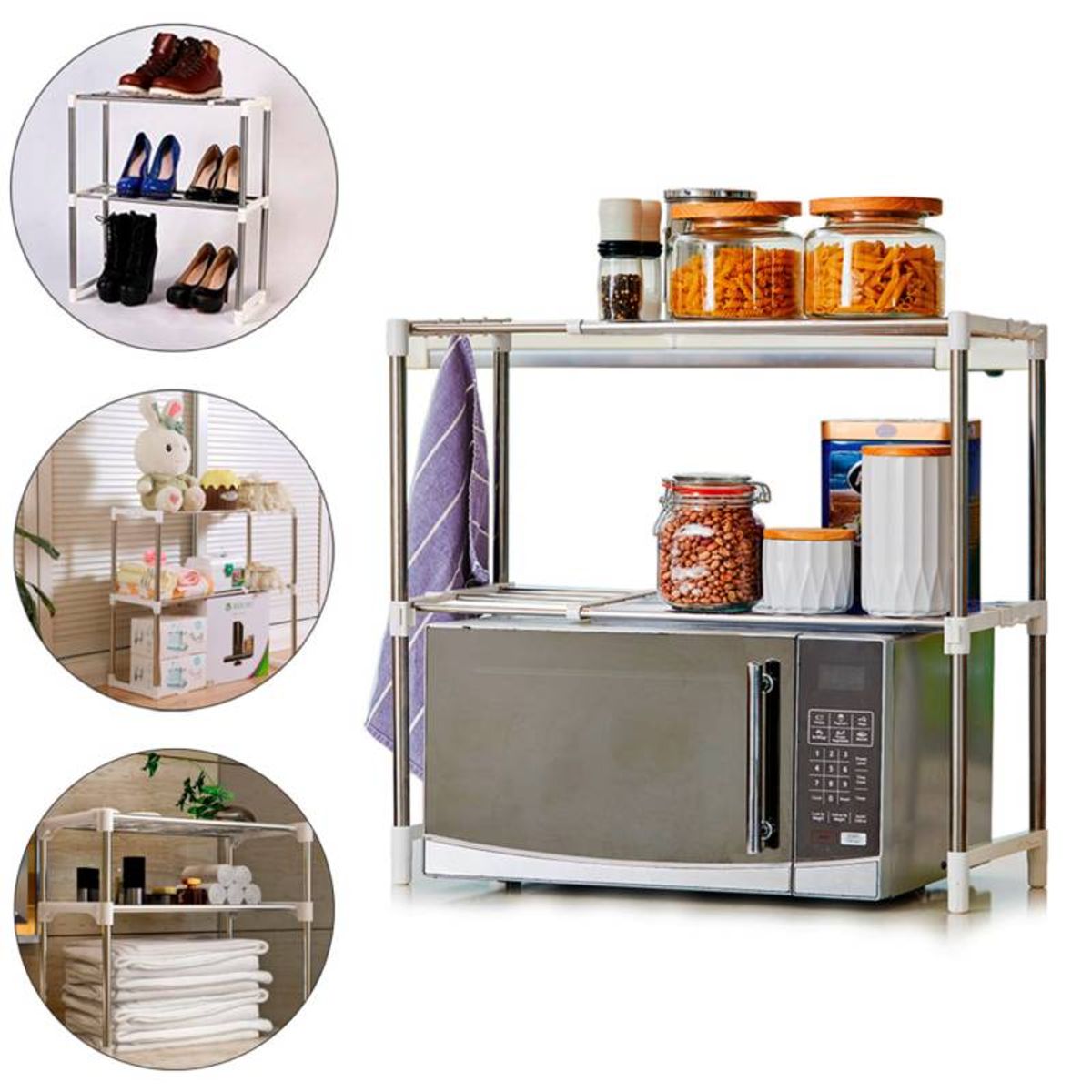 INSPIRA MARKET - Organizador Rack Estante Cocina Microondas 2 Niveles