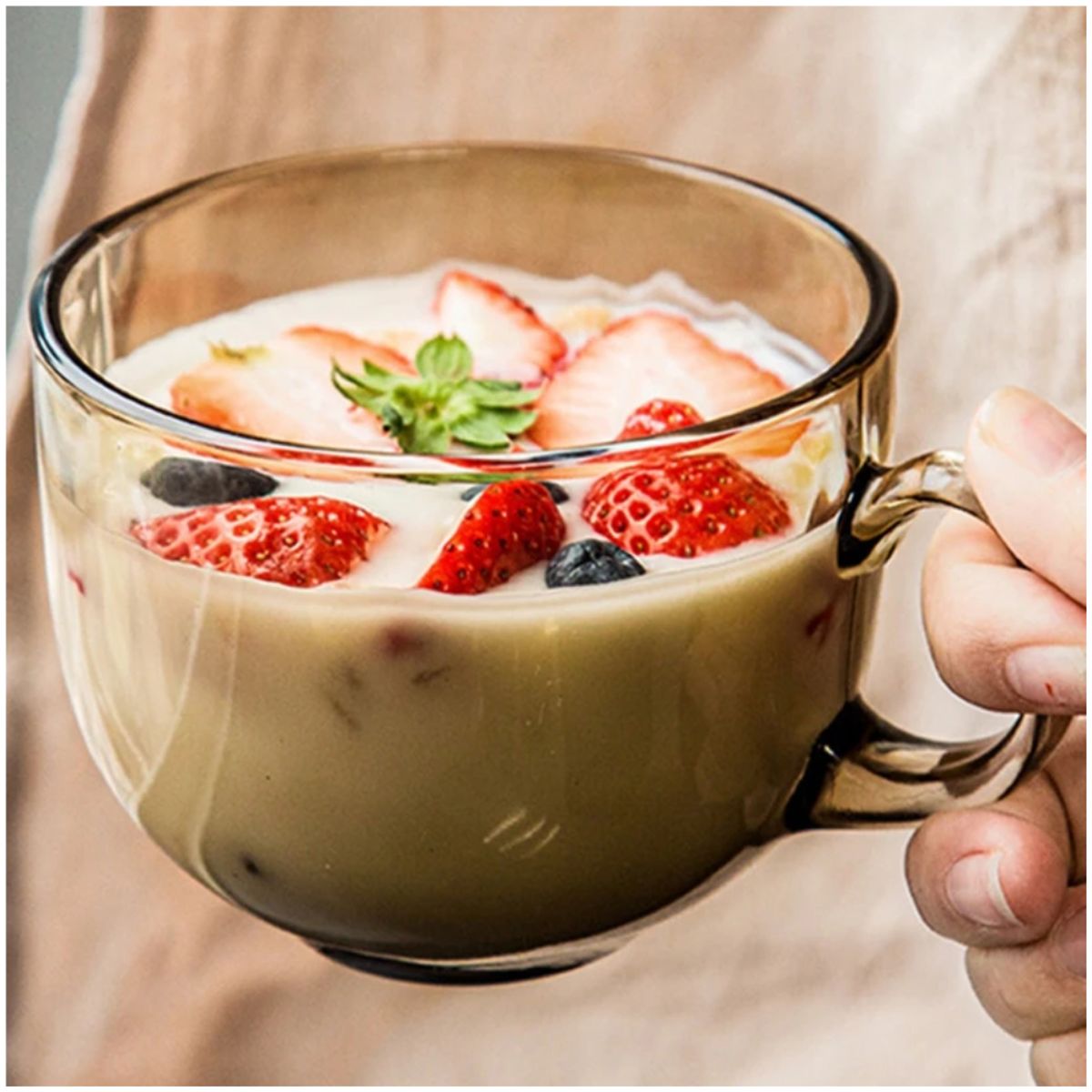 INSPIRA MARKET - Juego de tazas con mango de vidrio 440 ml setx6