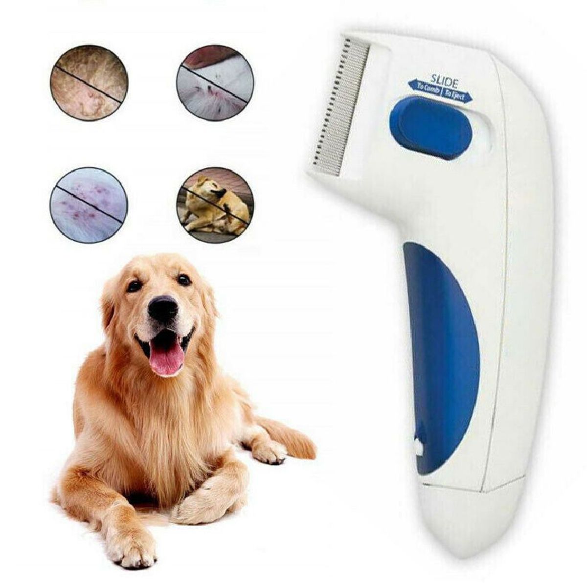 GENERICO - Peine Cepillo Eléctrico Anti Pulgas para Mascotas Perro Gato