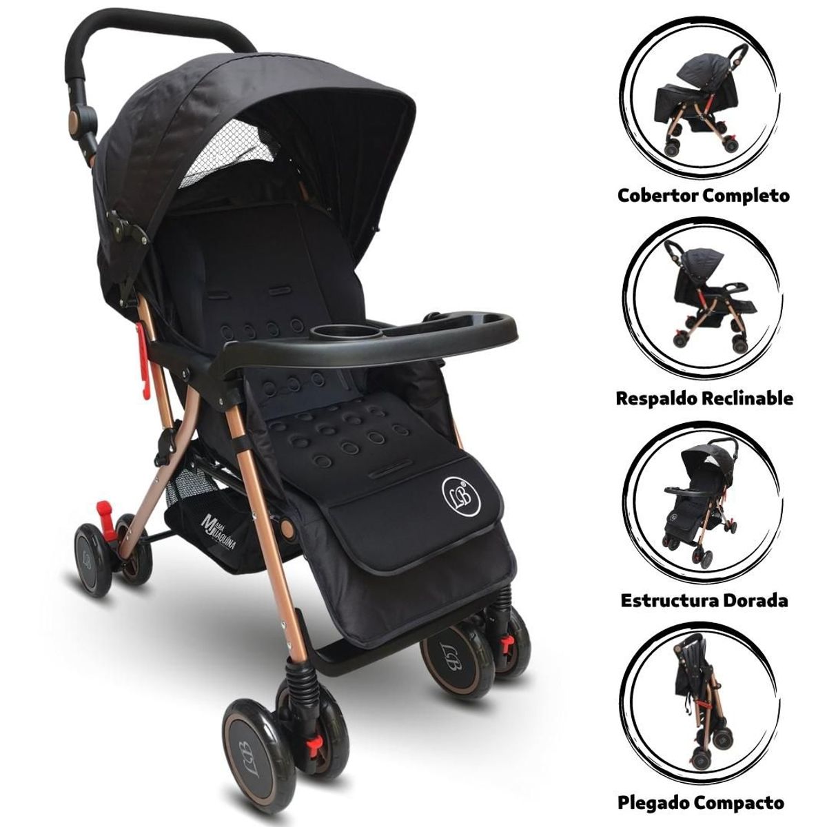GENERICO - COCHE CUNA DE PASEO LITTLE BABY VALENCIA BLACK