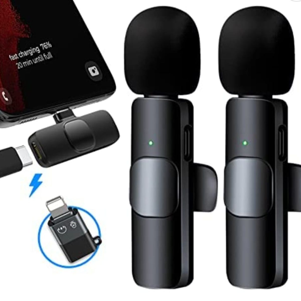 NANOTRON TECHNOLOGIES - Microfonos inalambricos solaperos 2 en 1 K9 Tipo C y Adaptador Iphone