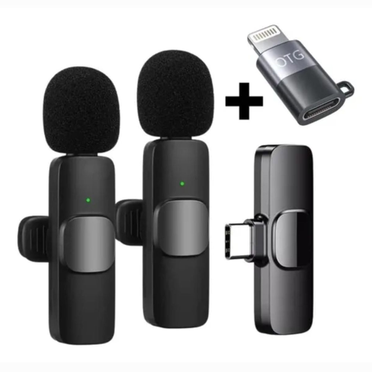 NANOTRON TECHNOLOGIES - Microfonos inalambricos solaperos 2 en 1 K9 Tipo C y Adaptador Iphone