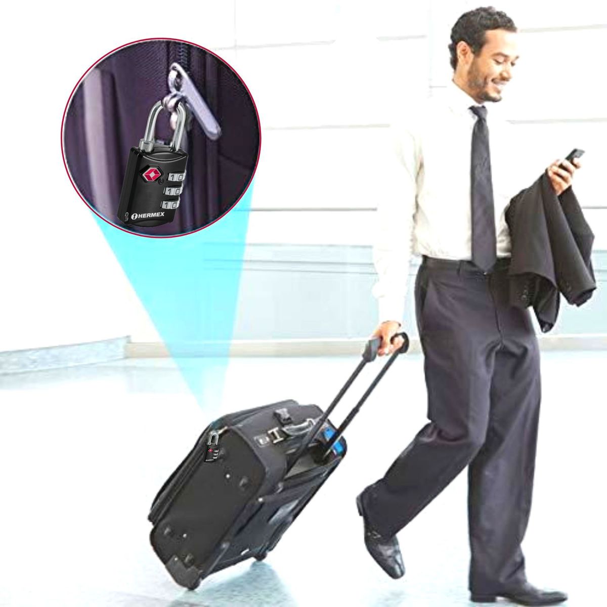 HERMEX - Candado de maleta candado con clave de combinación 27mm Hermex