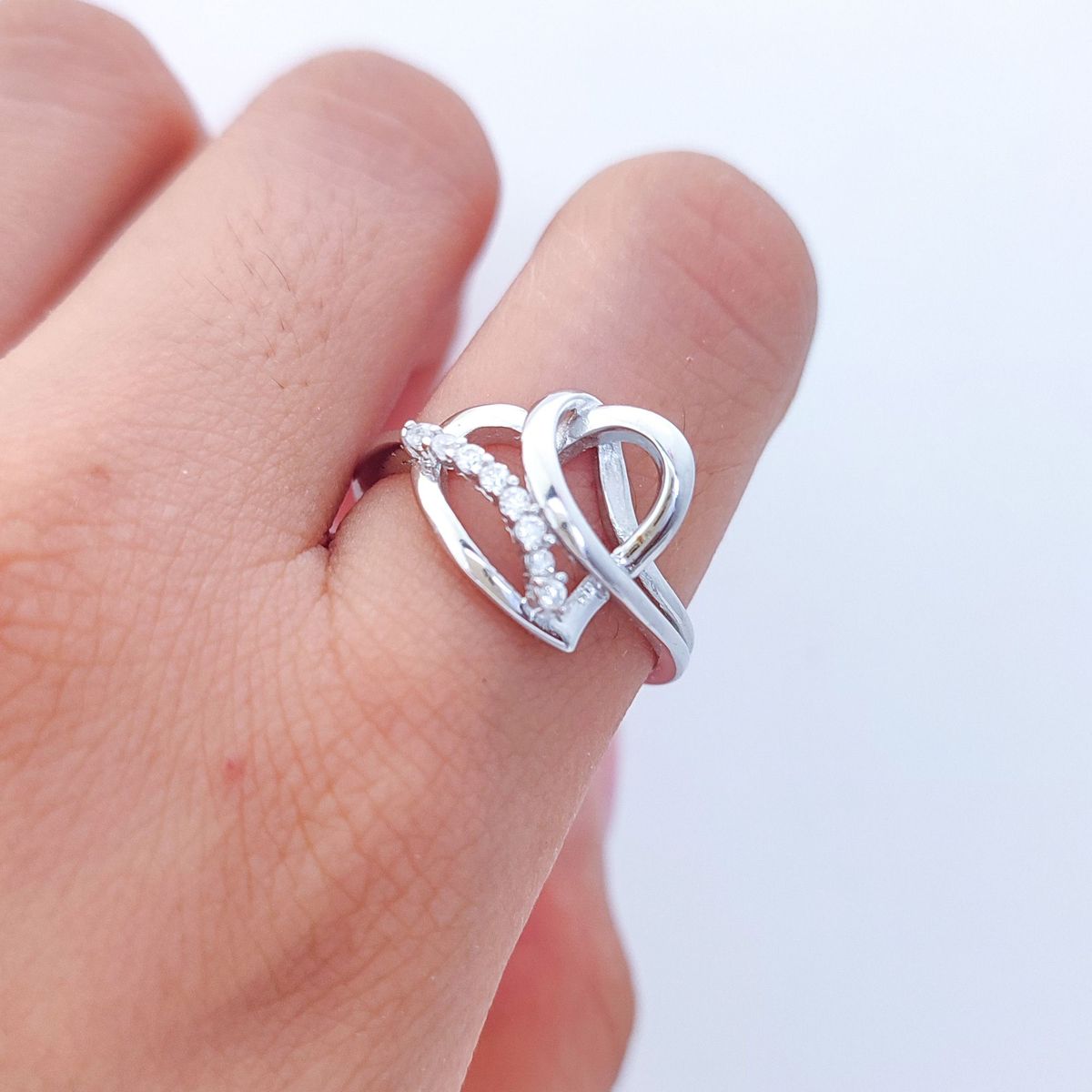 GENERICO - Anillo Corazon Enlazado de plata 925