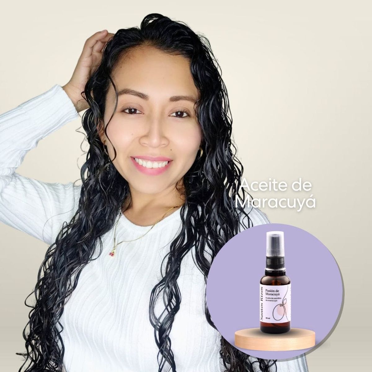 SANTOS RIZOS - Aceite de Maracuyá 30ml Brillo flexibilidad y definición de ondas