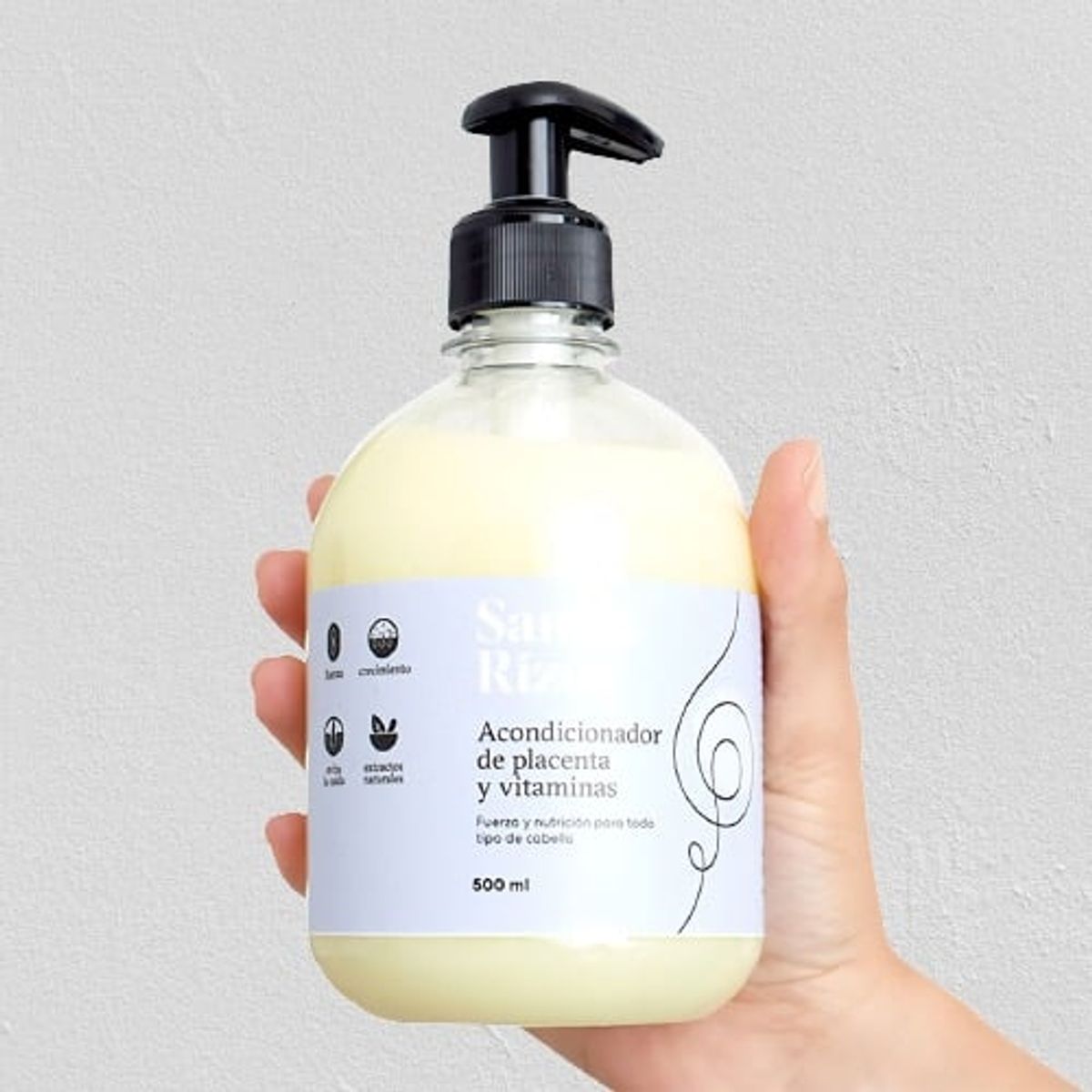 SANTOS RIZOS - Acondicionador de Placenta y Vitaminas Cabello frágil quebradizo y con caída capilar