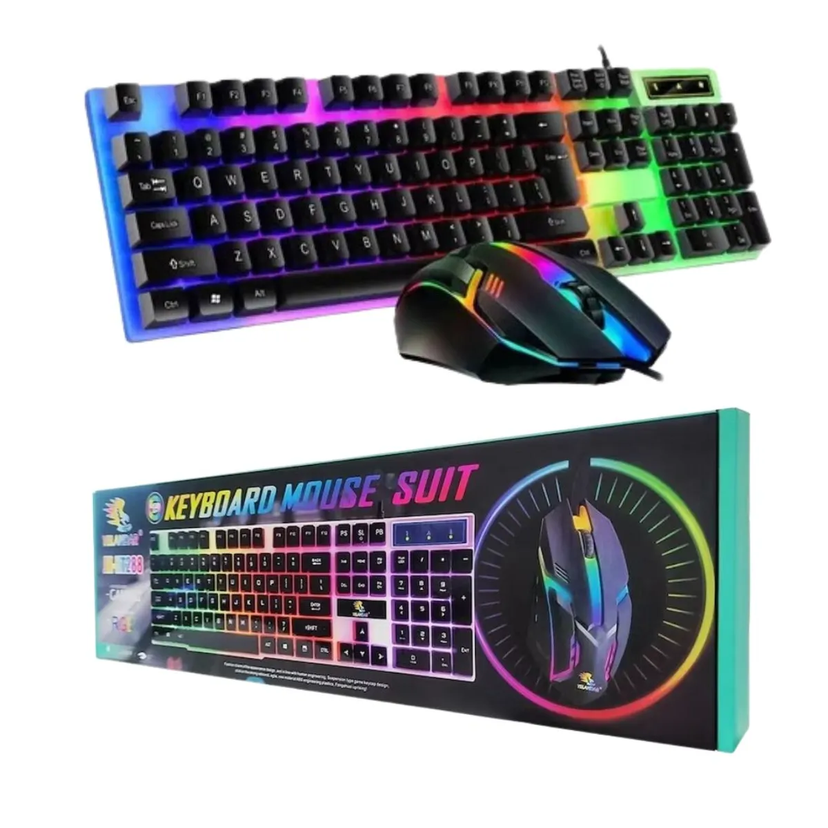 SEISA - Teclado y Mouse Gaming Retroiluminado Luces RGB