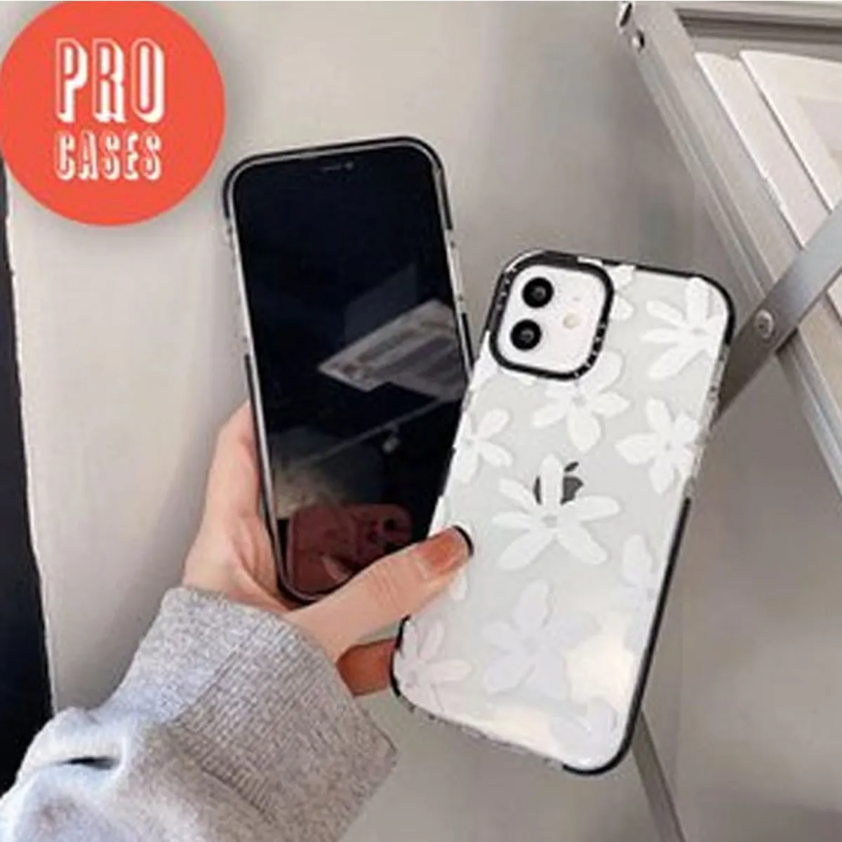 GENERICO - Cases para Iphone 13 pro  transparente con flores blancas