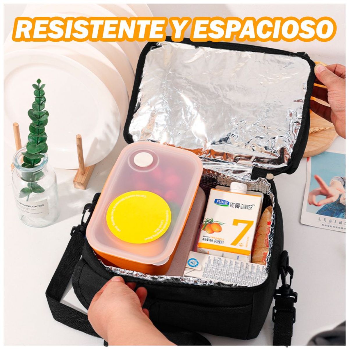 GENERICO - Lonchera Térmica para Comida y Alimentos Impermeable Negro