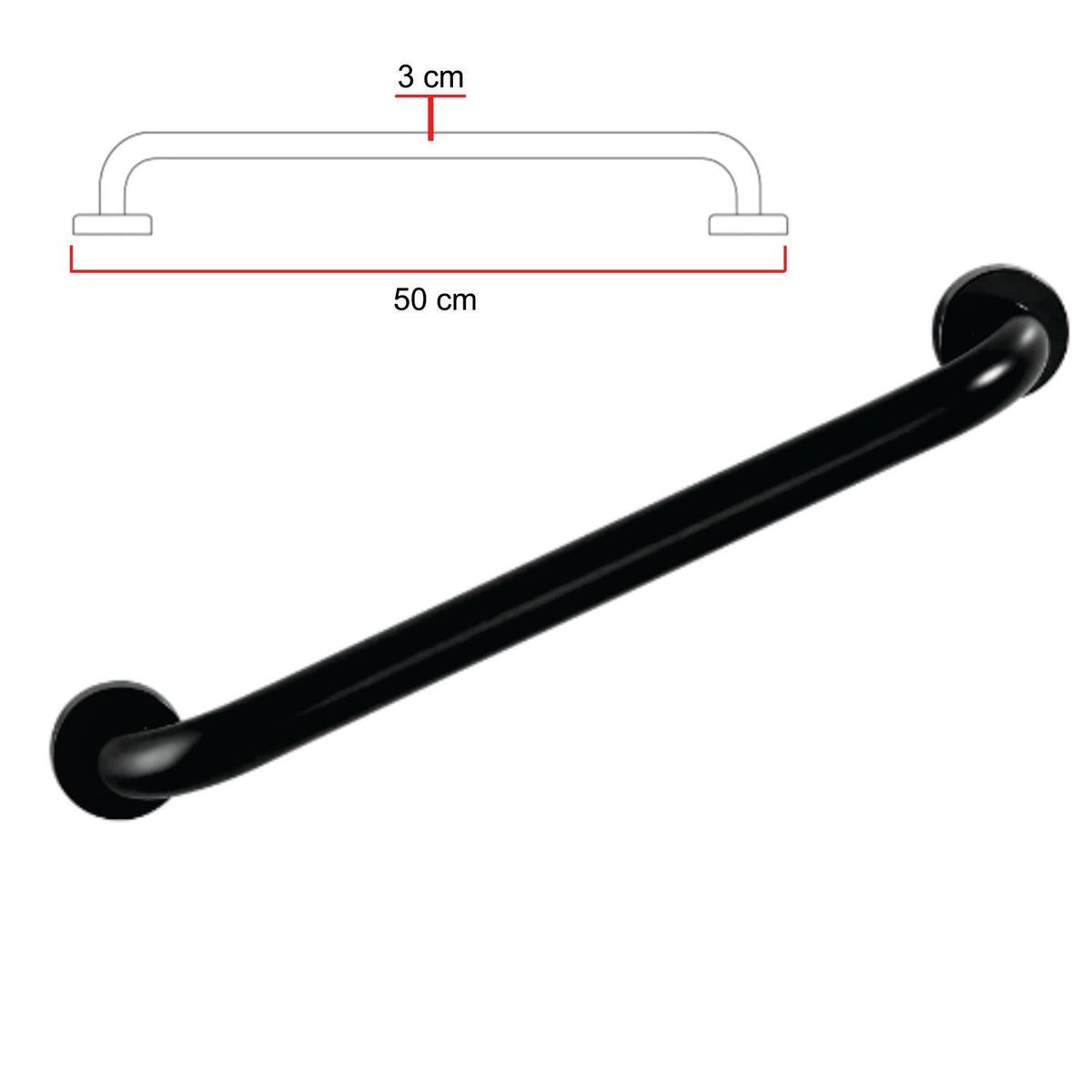 GENERICO - Barra de seguridad de 50 cm de acero inoxidable #304