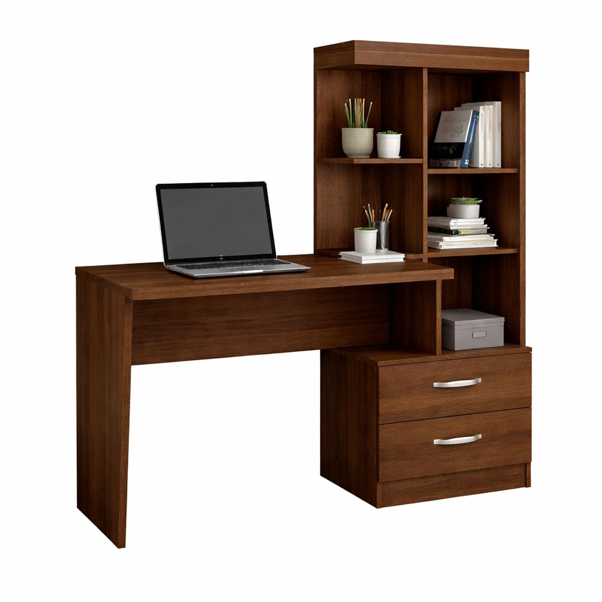 GENERICO - Escritorio con Estante Ensueño de Melamina  Compacto Fume