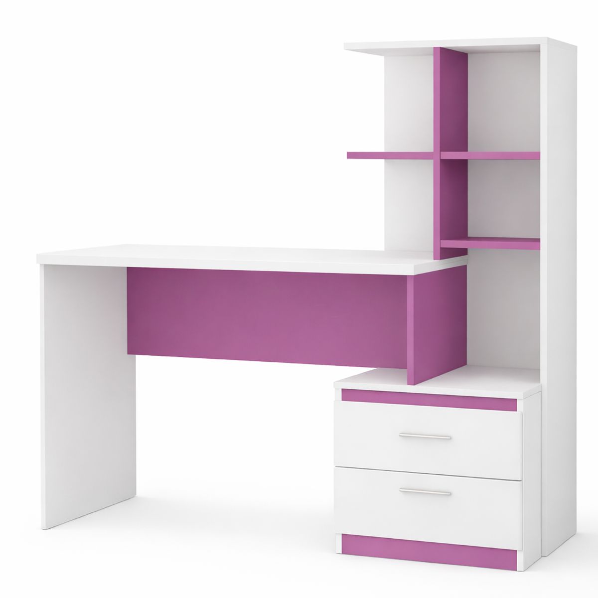 GENERICO - Escritorio con Estante Ensueño de Melamina  Compacto V2 Blanco Violeta