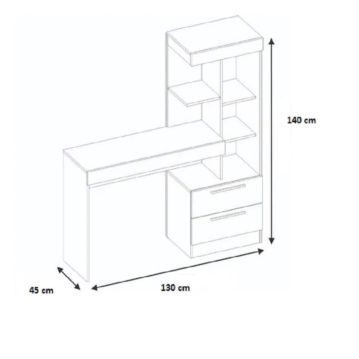 GENERICO - Escritorio con Estante Ensueño de Melamina  Compacto V6 Blanco