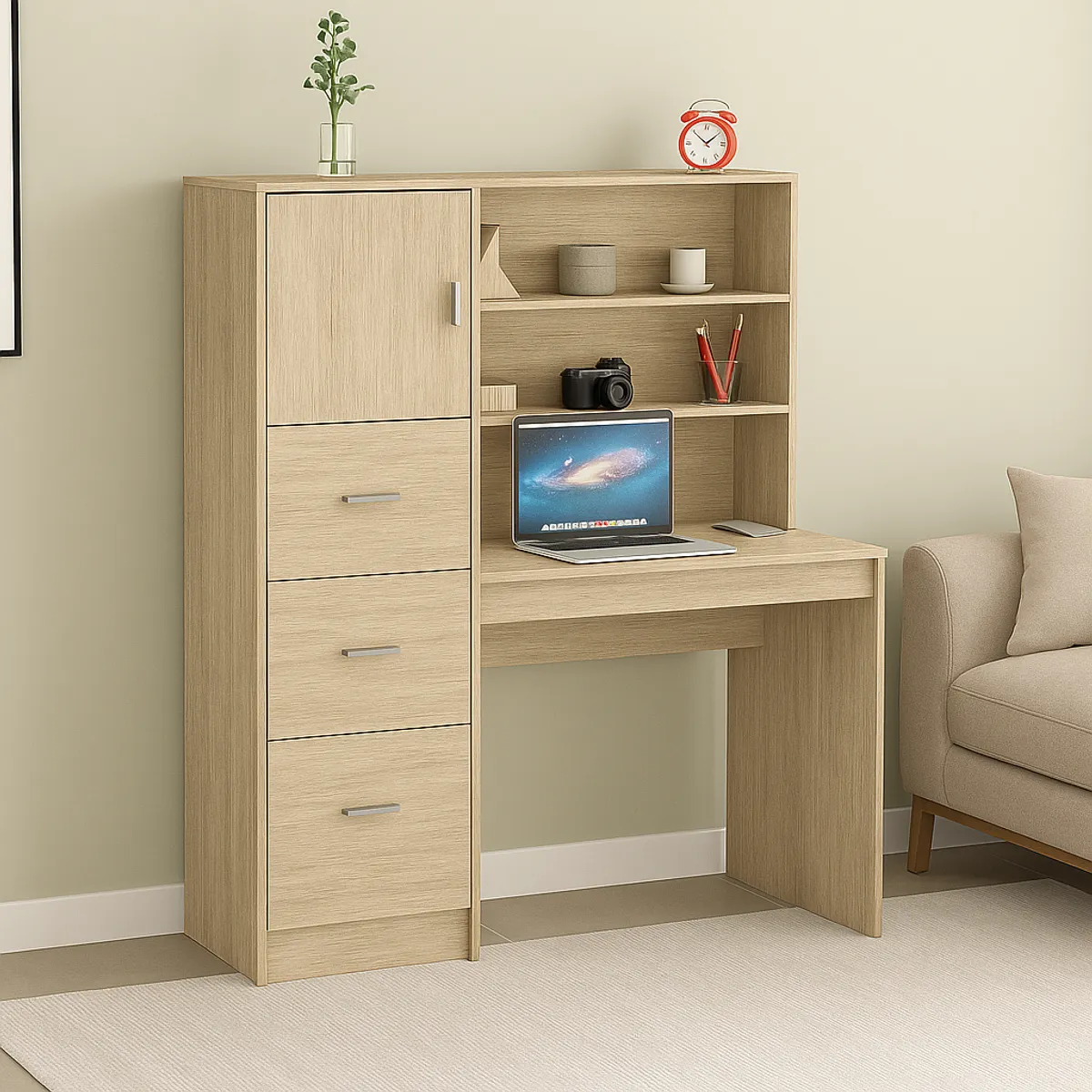 GENERICO - Escritorio con Estante Ensueño de Melamina  Capri