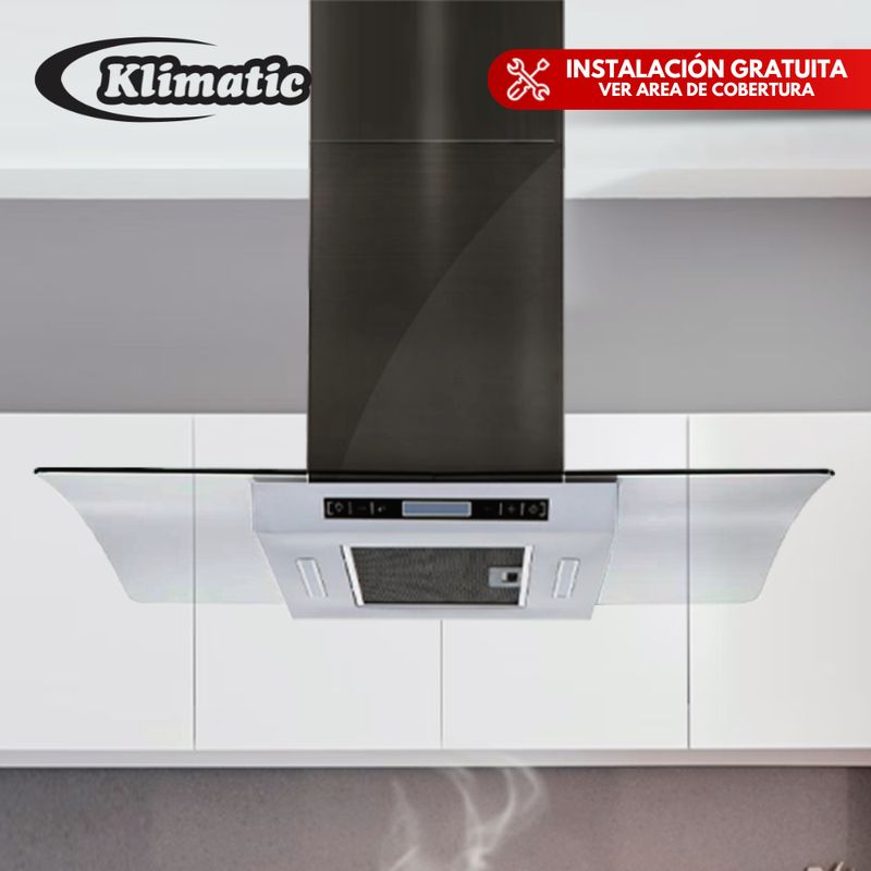 KLIMATIC - Campana Decorativa de Isla ISOLA BLACK PLUS