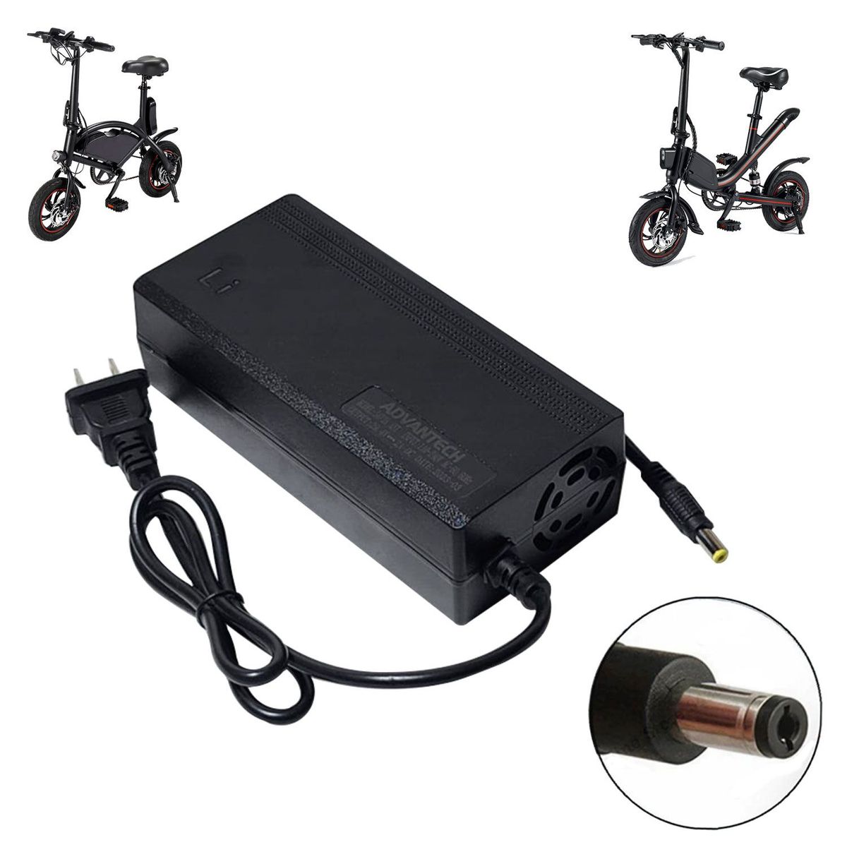 ADVANTECH - Cargador 42V 2A Para Bicicleta Electrica Batería Litio 36V