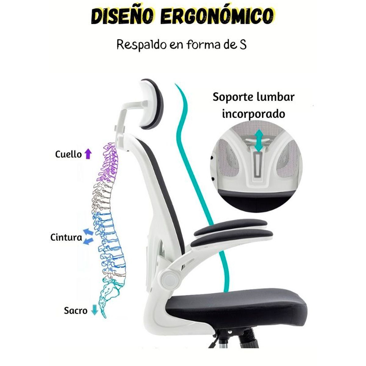 GENERICO - Silla ergonómica giratoria Century Blanco