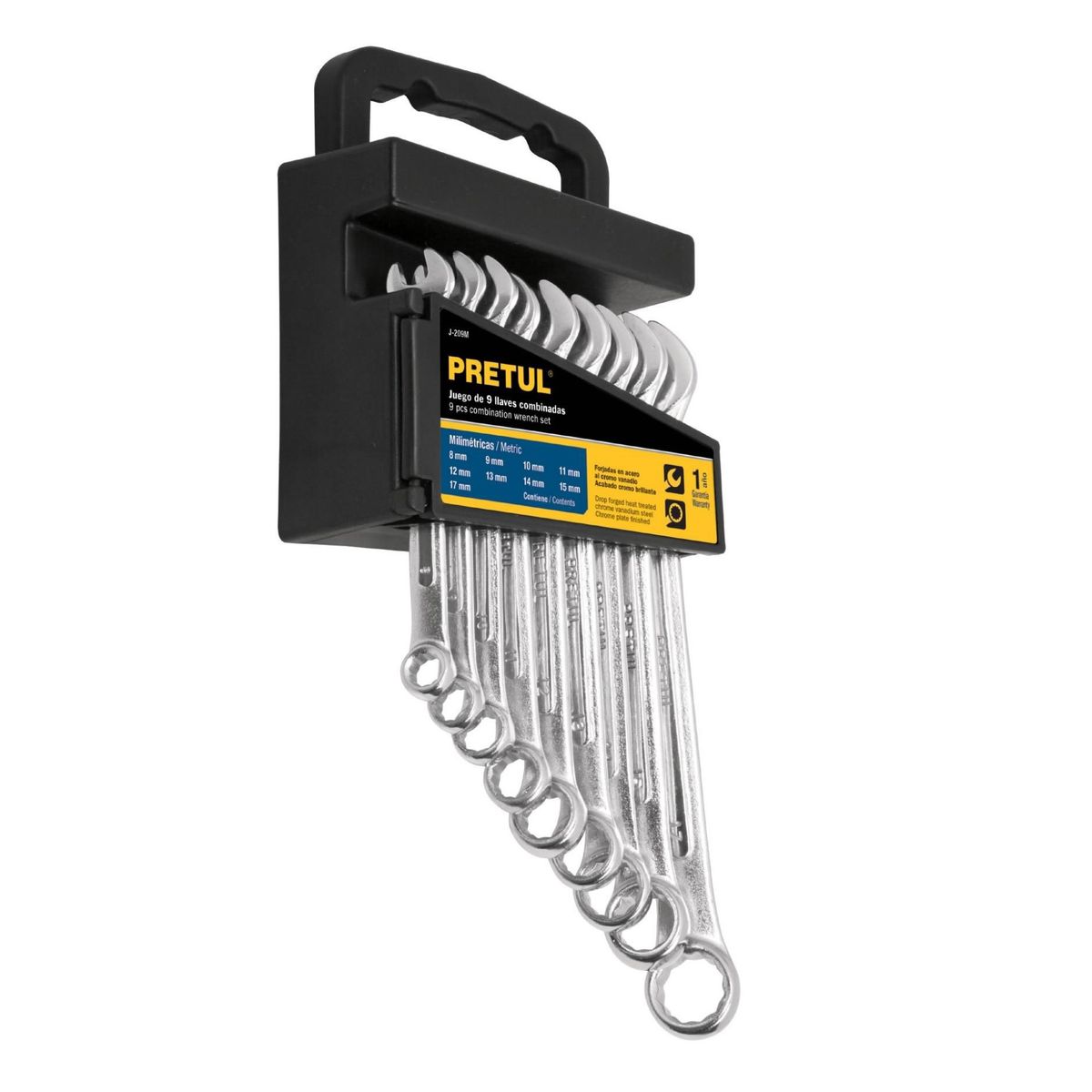 PRETUL - Juego de llaves mixtas combinadas 9 piezas, Pretul