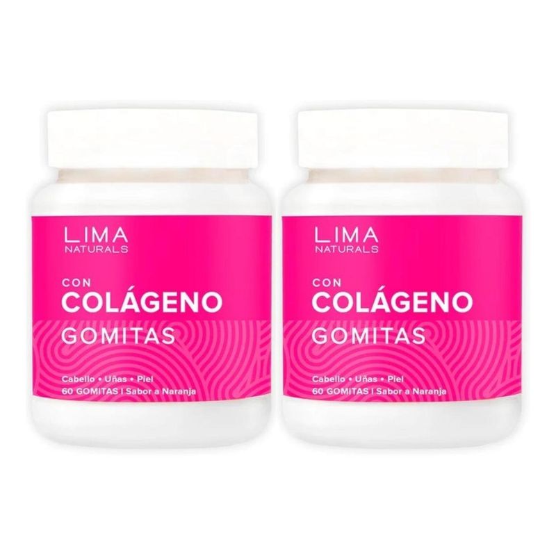 LIMA NATURALS - Gomitas con Colágeno Sabor Naranja Lima Naturals 60 unidades Pack x 2