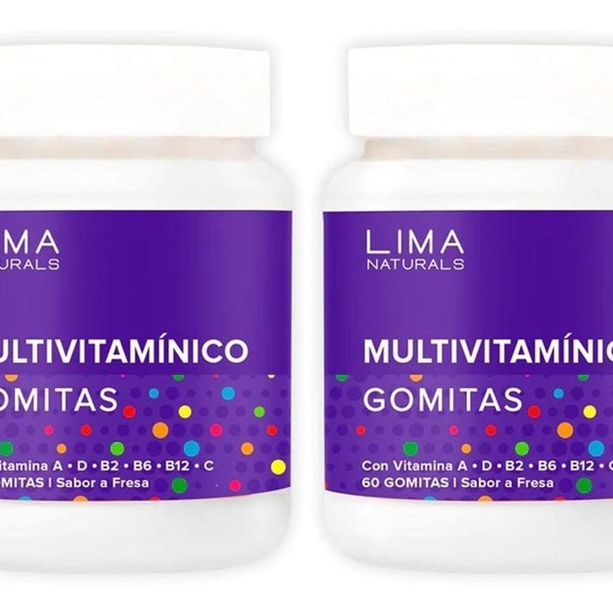 LIMA NATURALS - Gomitas Multivitamínico Sabor Fresa Lima Naturals 60 unidades Pack x 2
