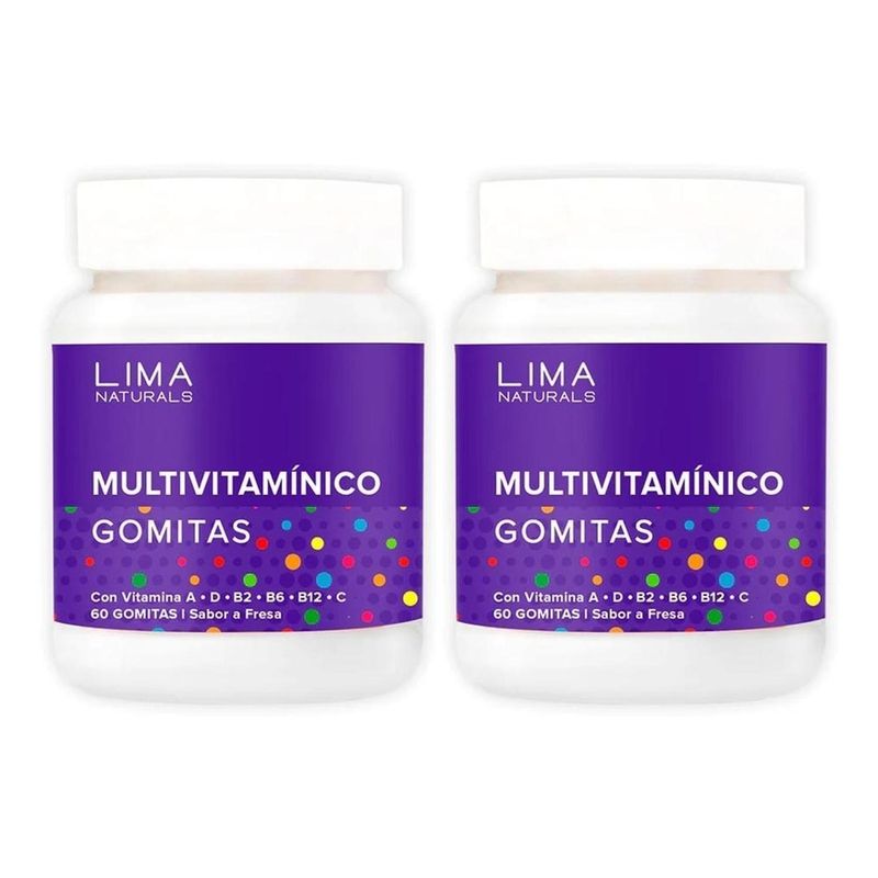 LIMA NATURALS - Gomitas Multivitamínico Sabor Fresa Lima Naturals 60 unidades Pack x 2