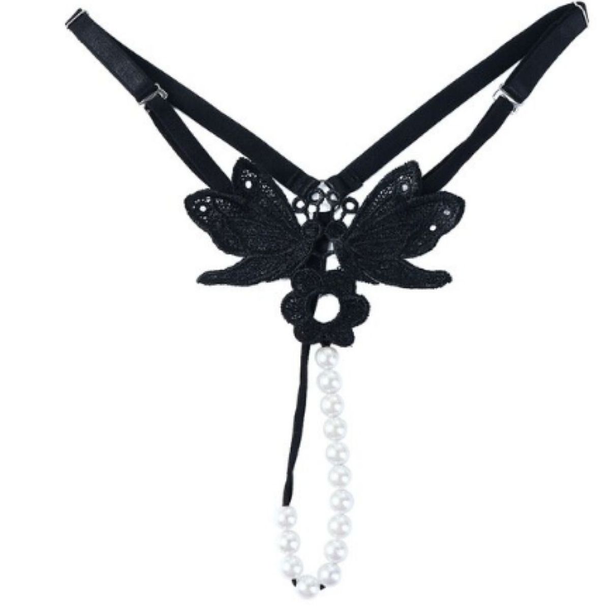 GENERICO - Bragas con perlas y mariposas bordadas con lentejuelas