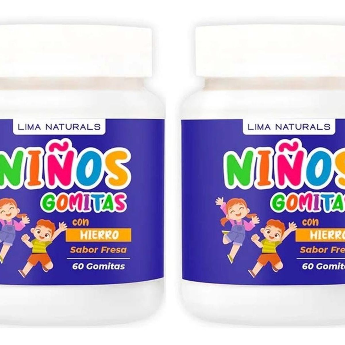 LIMA NATURALS - Gomitas para Niños con Hierro Sabor Fresa Lima Naturals 60 unidades Pack x 2