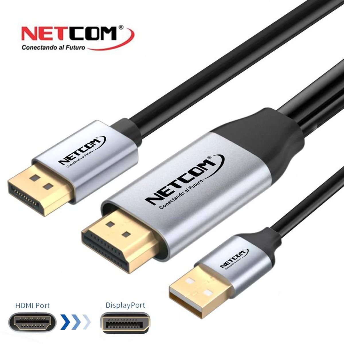 NETCOM - Cable Adaptador Premium HDMI a Displayport 4k 60Hz hdmi a dp NETCOM