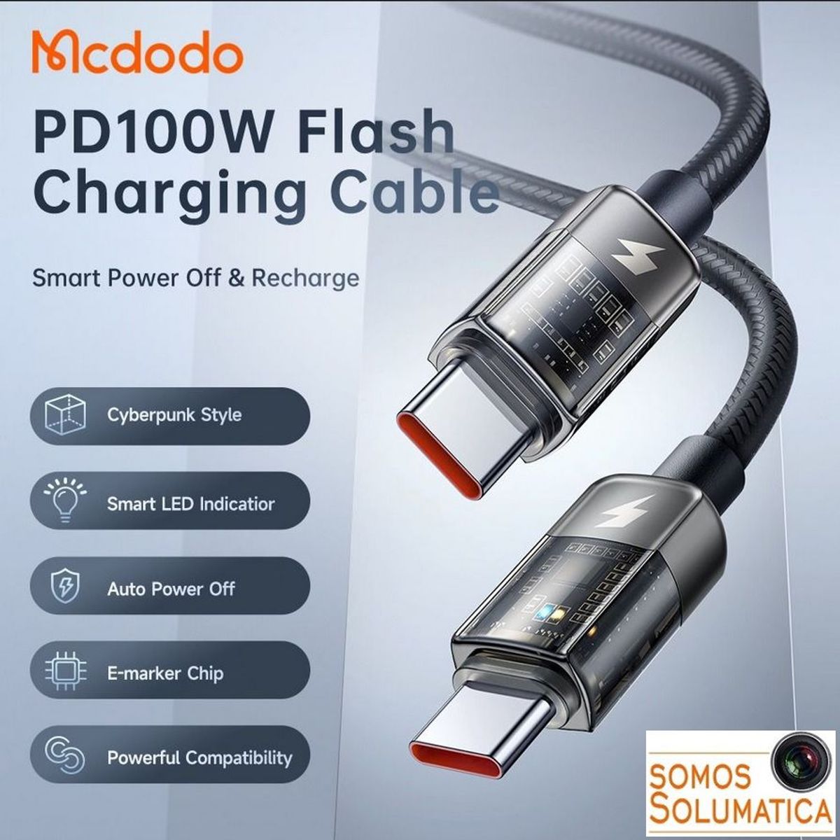 MCDODO - Cable Tipo C - Tipo C 100w - Inteligente Autoapagado - Mcdodo