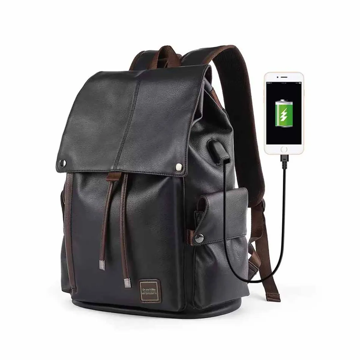 NEO DIGITAL - Mochila impermeable vintage Laptop unisex carga USB cuero BPL01