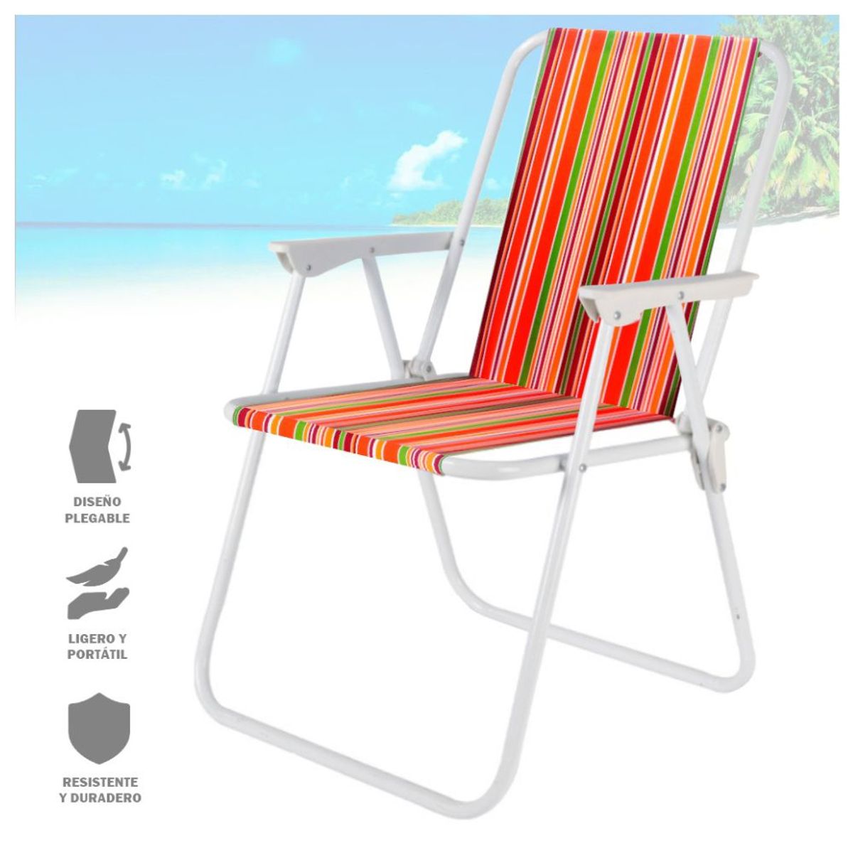KELLER - Silla Plegable para Playa Jardín Camping Terraza Multicolor
