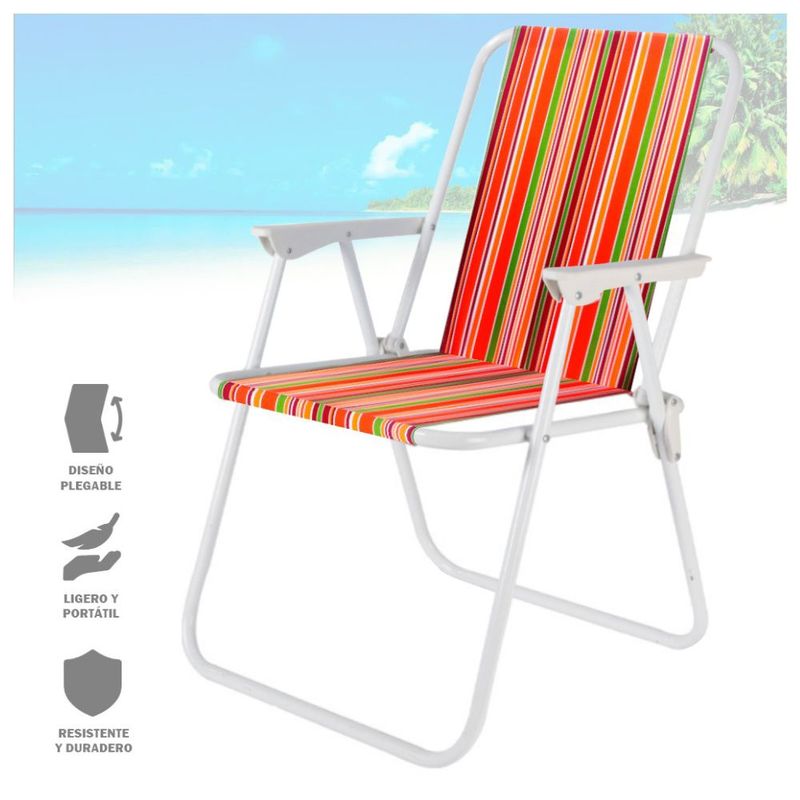 KELLER - Silla Plegable para Playa Jardín Camping Terraza Multicolor