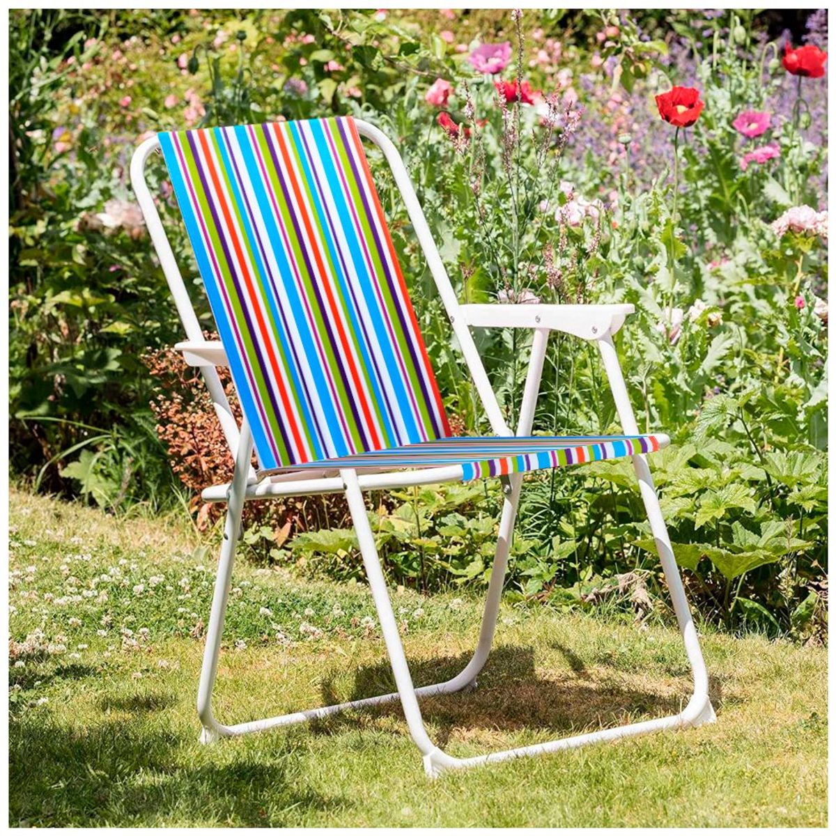 KELLER - Silla Plegable para Playa Jardín Camping Terraza Multicolor