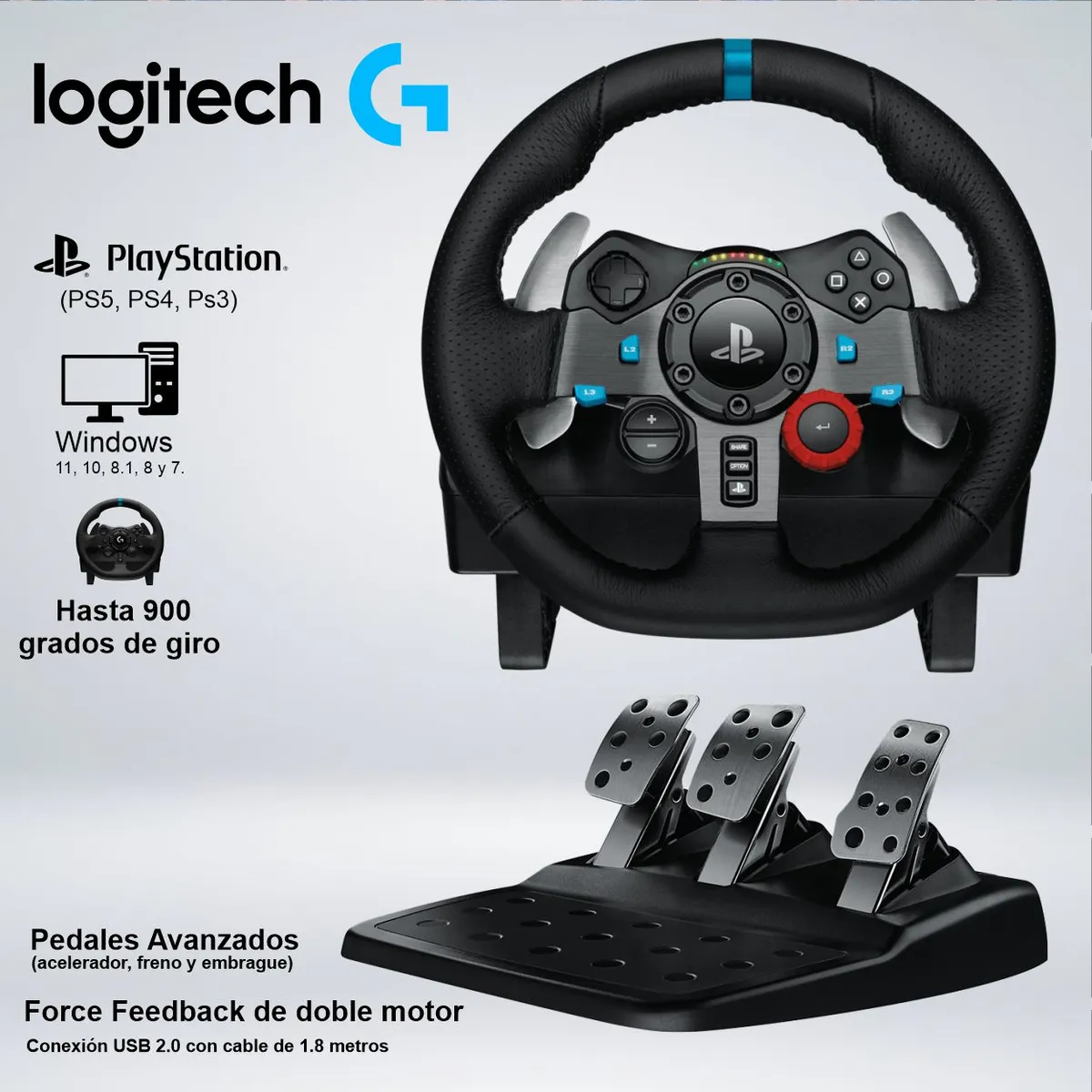 LOGITECH - TIMON CON PEDAL DE CARRERAS LOGITECH G29 DRIVING FORCE PS3-PS4-PS5-PC