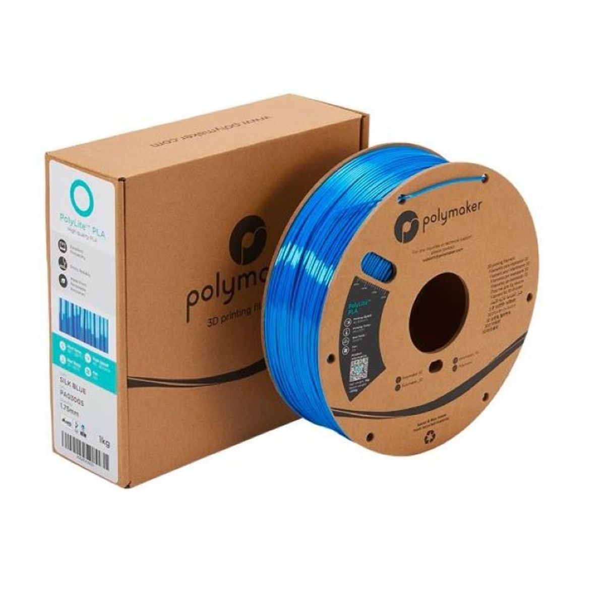 POLYMAKER - Filamento PolyLite PLA Azul Sedoso 175mm 1Kg
