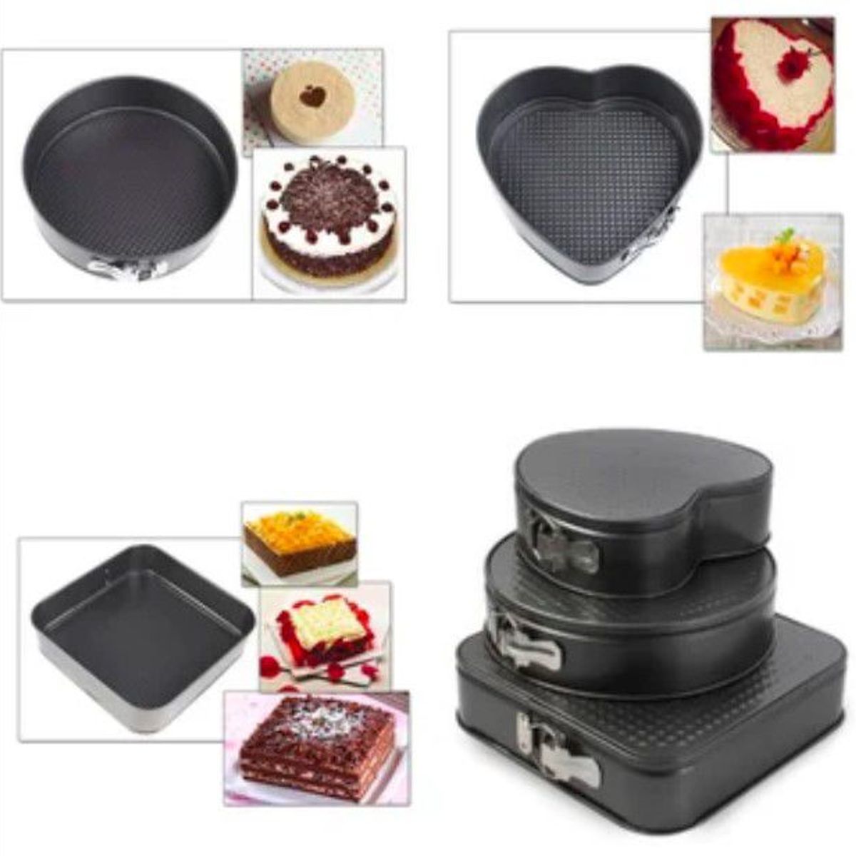 INSPIRA MARKET - Set de 3 Piezas Moldes para Keke de Repostería