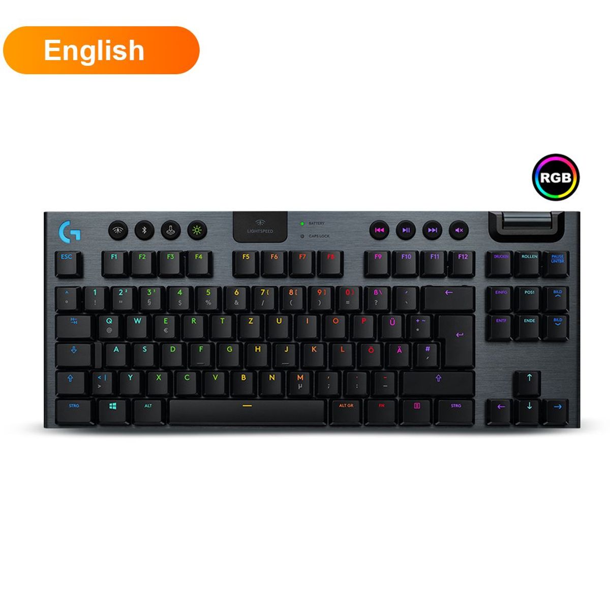 LOGITECH - Teclado Gamer Logitech G915 TKL wireless LIGHTSPEED RGB Tactile- Negro