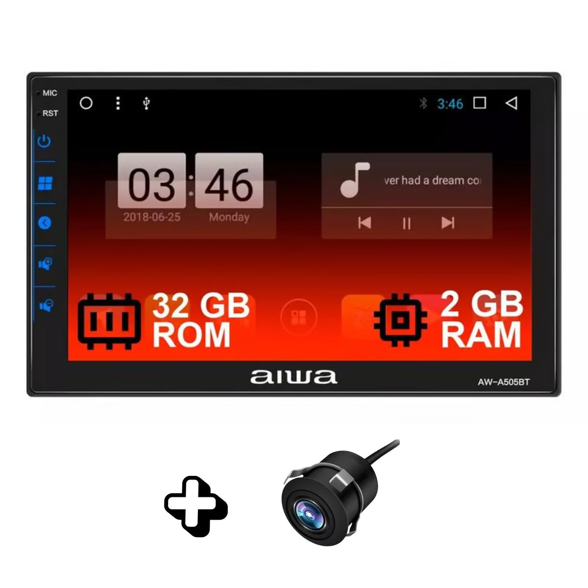 AIWA - AUTORADIO AIWA 2DIN HD TACTIL 7"  2GB + 32GB WIFI GPS BT AW-A505BT+ CAM