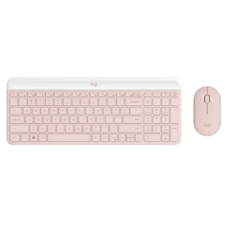 LOGITECH - Teclado Logitech  Mouse Mk470 Wireless Slim Usb Rosa