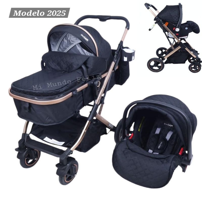 BABY - Coche Cuna para Bebe Super Acolchado  Deluxe Black